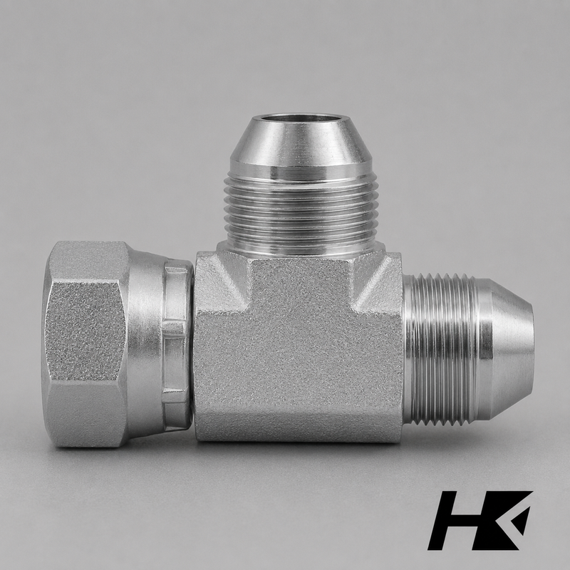 JIS Female Komatsu Swivel x JIS Male x JIS Male - Metric - Run Tee