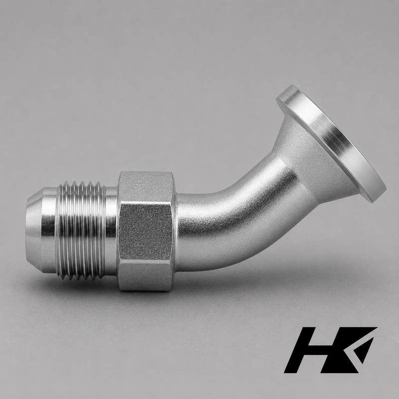 CODE 61 FLANGE x JIC MALE 45° TUBE ELBOW
