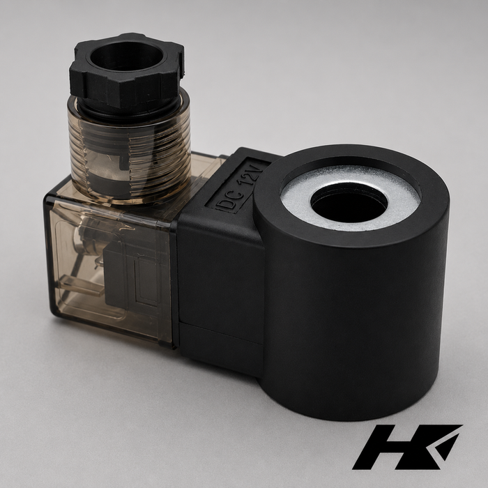 3-Pin DIN Solenoid Coil with LED | 12V & 24V